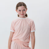 girls pink/white super short