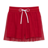 red pleated skort