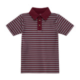 maroon/gray qb stripe polo shirt