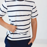 navy and white stripe practice shirt