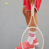 red retro super short with white piping