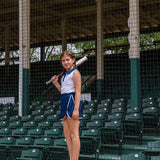 navy power skort
