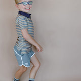gray retro super short with white piping