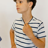 navy and white stripe practice shirt