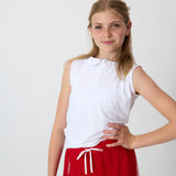 red pleated skort