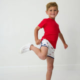 old glory retro super short with navy piping