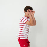 red and white stripe practice shirt