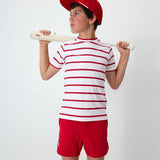 red and white stripe practice shirt