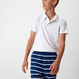 navy/white stripe retro super short with white piping