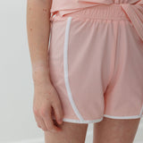 girls pink/white super short