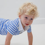 sky blue/white qb stripe polo shirt