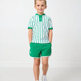 kelly green retro super short with white piping
