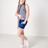 navy thin stripe court dress