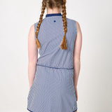 navy thin stripe court dress