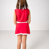 red/white retro power skort