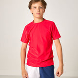 red white and navy block retro super short with red piping