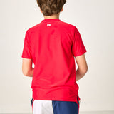 red white and navy block retro super short with red piping