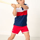 red retro super short with white piping