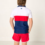 red retro super short with white piping