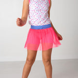 neon pink pleated skort