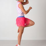 neon pink pleated skort