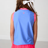 sky blue/neon pink muscle tank