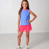 sky blue/neon pink muscle tank