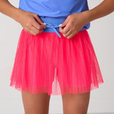 neon pink pleated skort