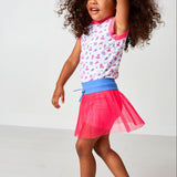 neon pink pleated skort