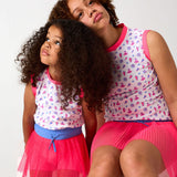 neon pink pleated skort