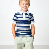 navy retro stripe polo shirt