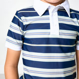 navy retro stripe polo shirt