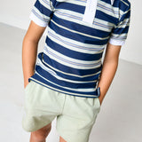 navy retro stripe polo shirt