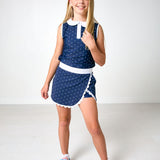 navy polka dot girly girl tank