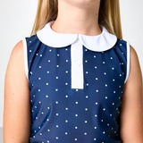 navy polka dot girly girl tank