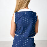 navy polka dot girly girl tank