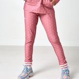 girls dusty pink polka dot retro warm-up jogger