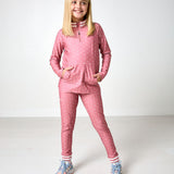 girls dusty pink polka dot retro warm-up jogger