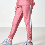 girls dusty pink polka dot retro warm-up jogger