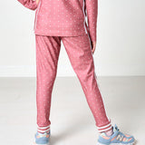 girls dusty pink polka dot retro warm-up jogger