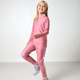 girls dusty pink polka dot retro half-zip