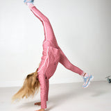 girls dusty pink polka dot retro warm-up jogger