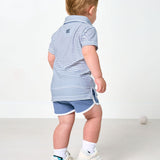 slate/white thin stripe polo shirt