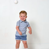 slate/white thin stripe polo shirt