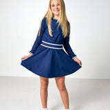 navy long sleeve dress