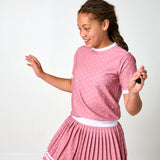 dusty pink polka dot dance tee