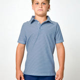 navy/white thin stripe polo shirt