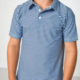 navy/white thin stripe polo shirt
