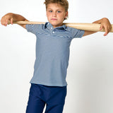 navy/white thin stripe polo shirt