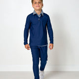 navy retro warm-up jogger